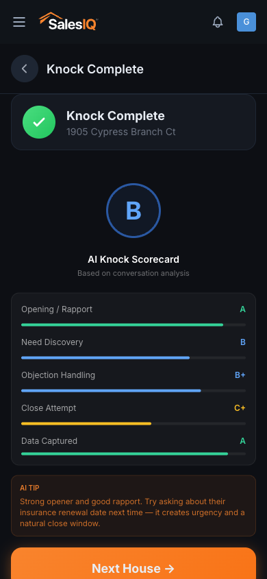 AI Knock Scorecard with graded feedback